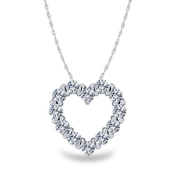 10K White Gold 1.00 CTW DIAMOND HEART Pendant