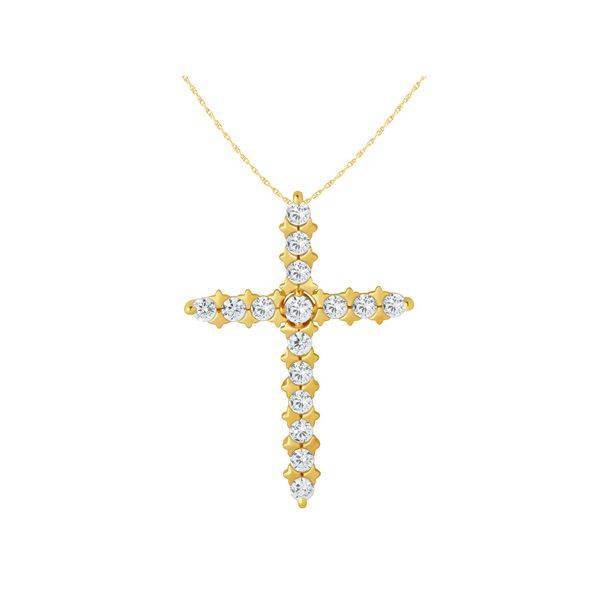 14K Yellow Gold 1.00 CTW Diamond CROSS PENDANT