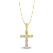 14K YELLOW Gold 1.50 CTW DIAMOND CROSS Pendant