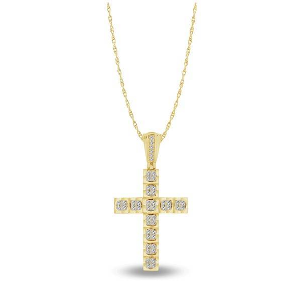 14K YELLOW Gold 1.50 CTW DIAMOND CROSS Pendant
