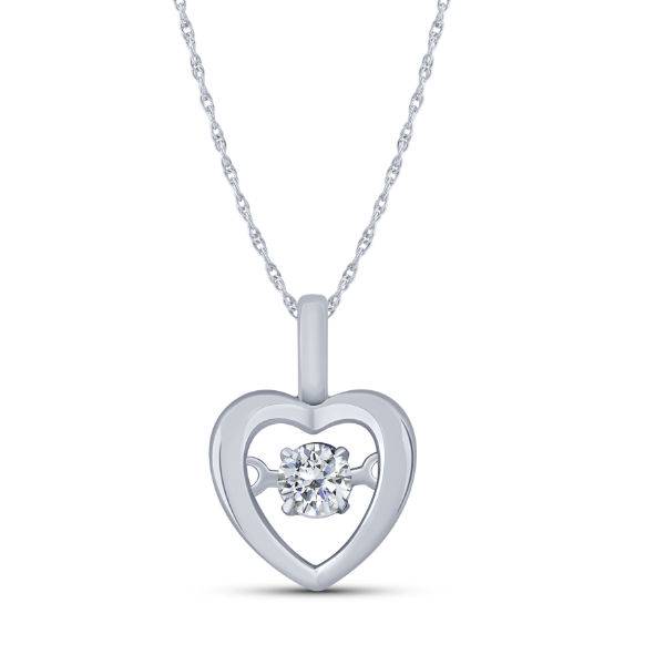 10K WHITE GOLD 0.10 CTW DIAMOND HEART PENDANT