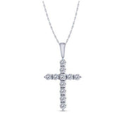 10K WHITE GOLD 0.75 CtW DIAMOND Cross Pendant
