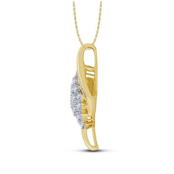 10K Yellow Gold 0.75 CTW Baguette Round Diamond Pendant