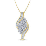 10K Yellow Gold 0.75 CTW Baguette Round Diamond Pendant