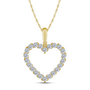 14K Yellow Gold 0.50 CTW Diamond Open Heart Pendant