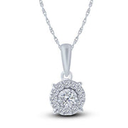 14K WHITE GOLD 0.20 CTW Diamond HALO CIRCLE Pendant