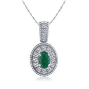 10k white gold 0.32 ctw Diamond Green enamel Pendant Necklace