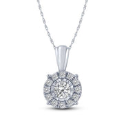 10K WHITE GOLD 0.25 CTW Diamond CIRCLE ILLUSION PENDANT