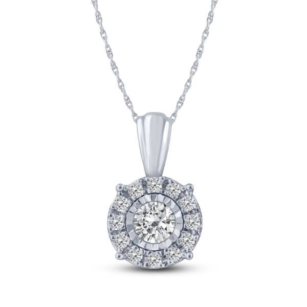 10K WHITE GOLD 0.25 CTW Diamond CIRCLE ILLUSION PENDANT