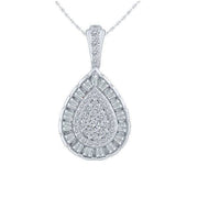10K White Gold 0.75 CTW Halo PEAR Pendant