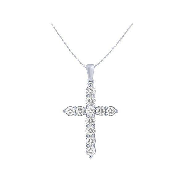 10K WHITE GOLD 2.00 CtW DIAMOND Cross Pendant