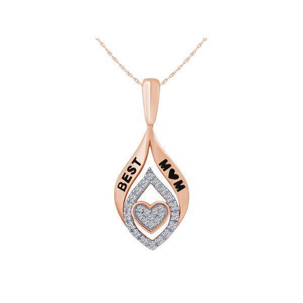 10K ROSE GOLD 0.10 CTW DIAMOND BEST mOM Pendant