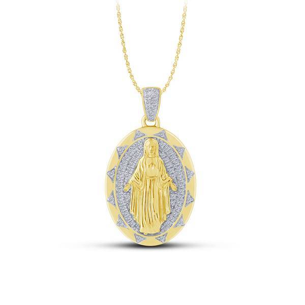 14K Two Tone 0.33 CTW Religious Pendant