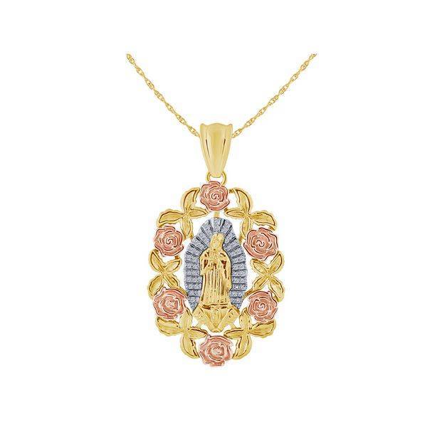 14K Tri Tone 0.20 CTW Religious Pendant Necklace
