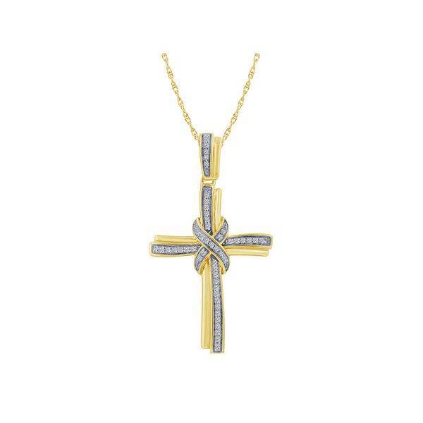 10K Yellow Gold 0.15 CTW Diamond Infinity Cross Pendant