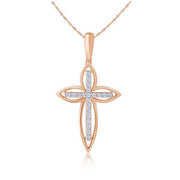 10K Rose Gold 0.16 CTW Diamond CROSS Pendant