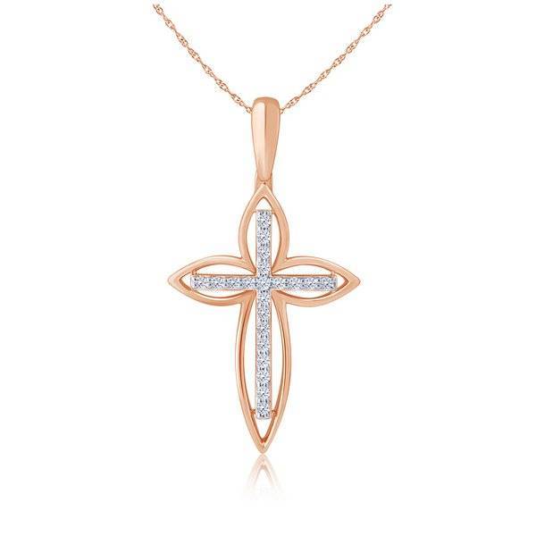 10K Rose Gold 0.16 CTW Diamond CROSS Pendant