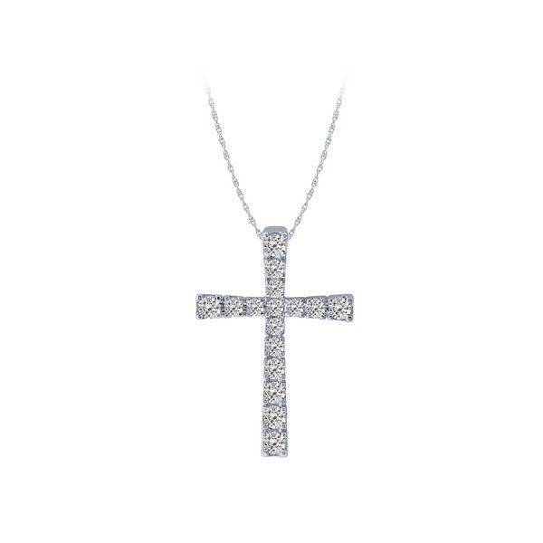 10K WHITE GOLD 0.75 CTW Diamond Cross Pendant