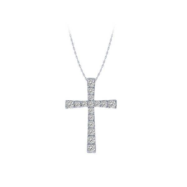 10K WHITE GOLD 0.50 CTW Diamond Cross Pendant