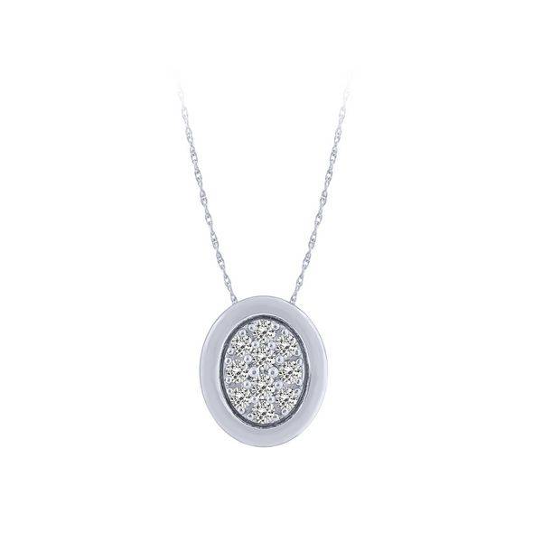 10K White Gold 0.25 CTW Diamond OVAL ILLUSION Pendant