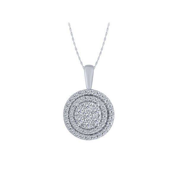 10K WHITE GOLD 0.50 CTW Diamond Round Cluster Pendant