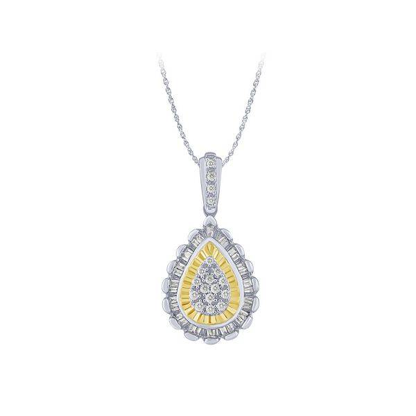 10K WHITE GOLD 0.16 CTW TEAR DROP PENDANT
