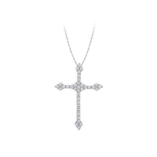 10K WHITE GOLD Diamond 0.39 CtW Cross Pendant