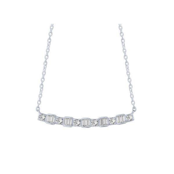 10K WHITE GOLD 0.25 CTW Diamond Bar Pendant