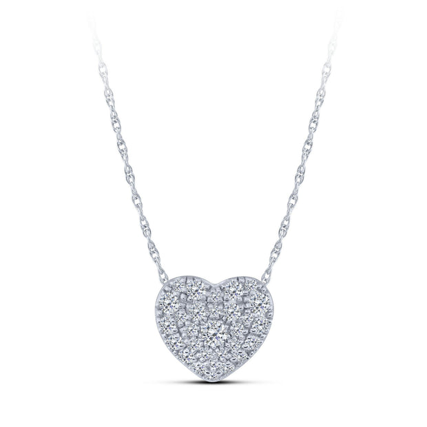 10K White Gold 0.25 Ctw Diamond Heart Necklace