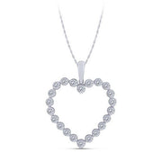 10K WHITE GOLD 0.50 CTW Diamond Heart Pendant