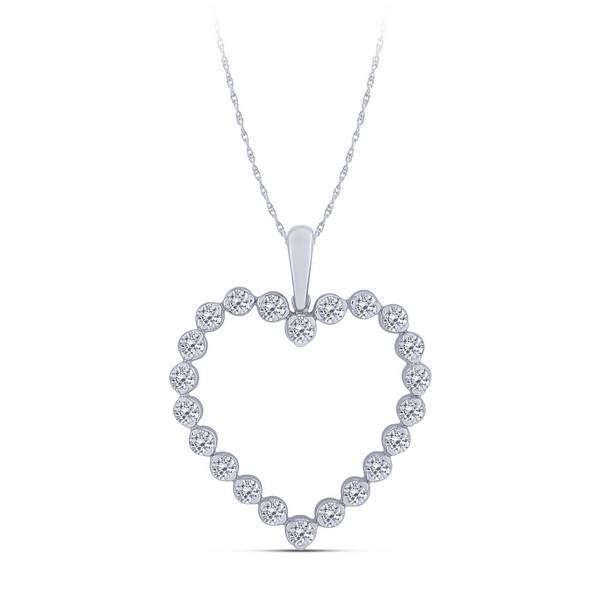 10K WHITE GOLD 0.50 CTW Diamond Heart Pendant