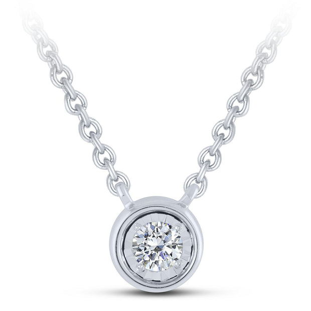 Silver 925 0.05 Ctw Solitaire Pendant