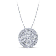 10K WHITE GOLD 0.98 CTW Diamond HALO Pendant