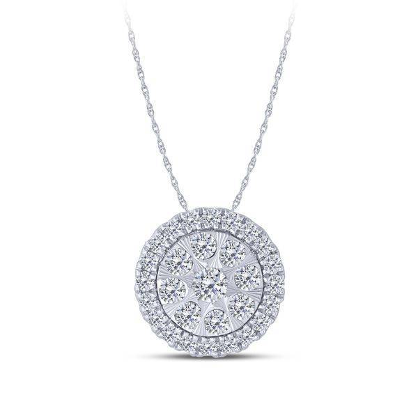 10K WHITE GOLD 0.98 CTW Diamond HALO Pendant