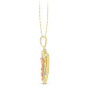 14K Tri Tone 0.25 CTW Cross & Heart Pendant