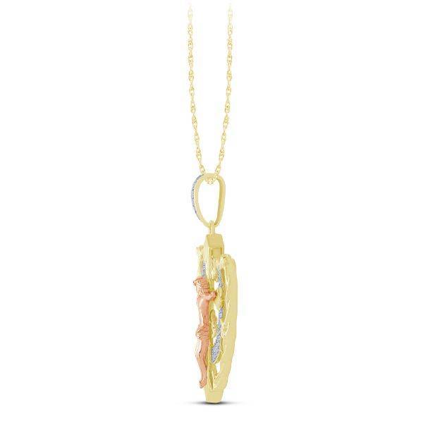 14K Tri Tone 0.25 CTW Cross & Heart Pendant