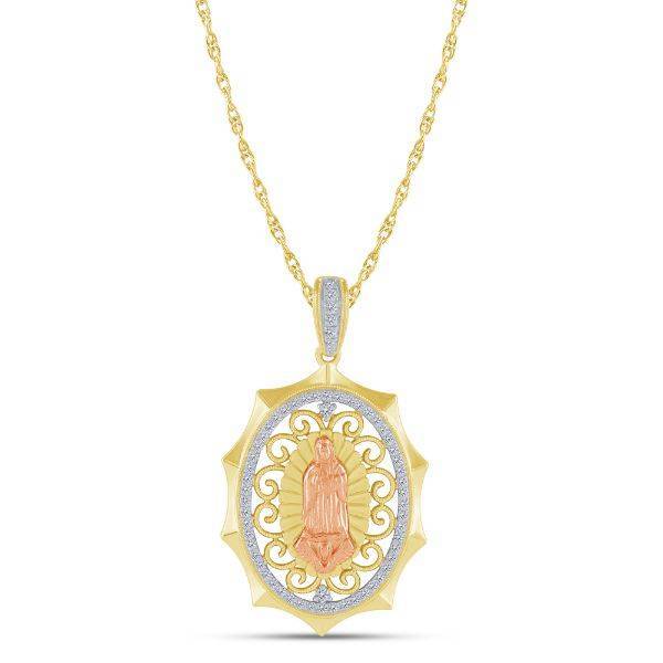 14K Two Tone 0.33 CTW Religious Pendant