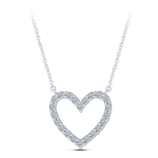 Silver 925 0.16 Ctw Diamond Heart Necklace