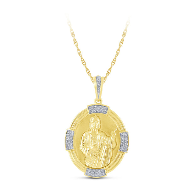 10K Yellow Gold 0.20 CTW Diamond Religious Pendant