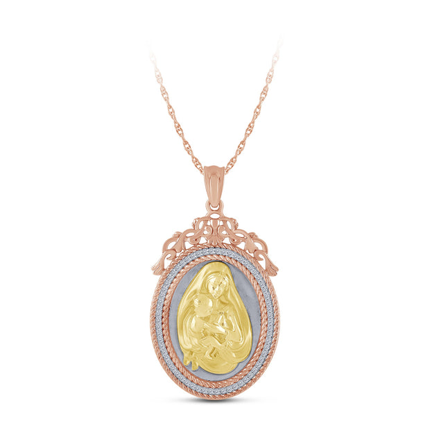 10K ROSE GOLD 0.25 CTW Diamond Religious Pendant