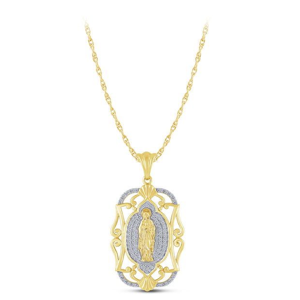 10K Yellow Gold 0.25 CtW DIAMOND Religious Pendant