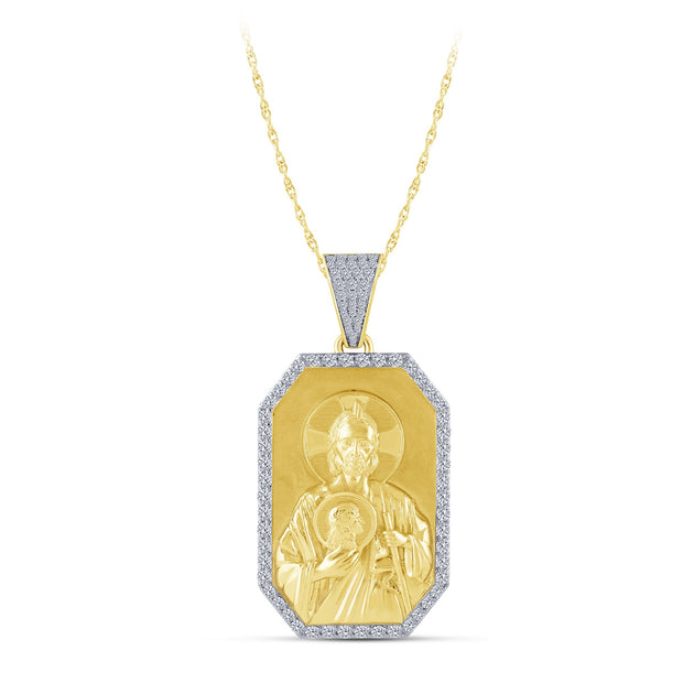 14K Yellow Gold 1.75 CtW DIAMOND Religious Pendant