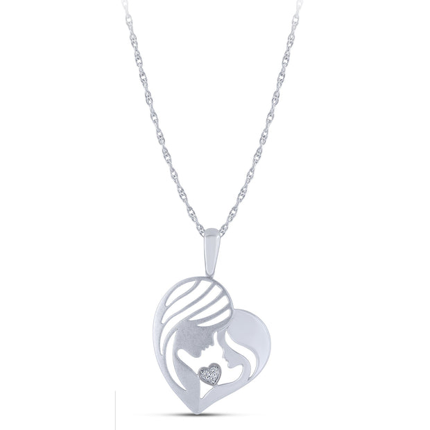 925 Silver 0.01 ctw Mom and Child Pendant