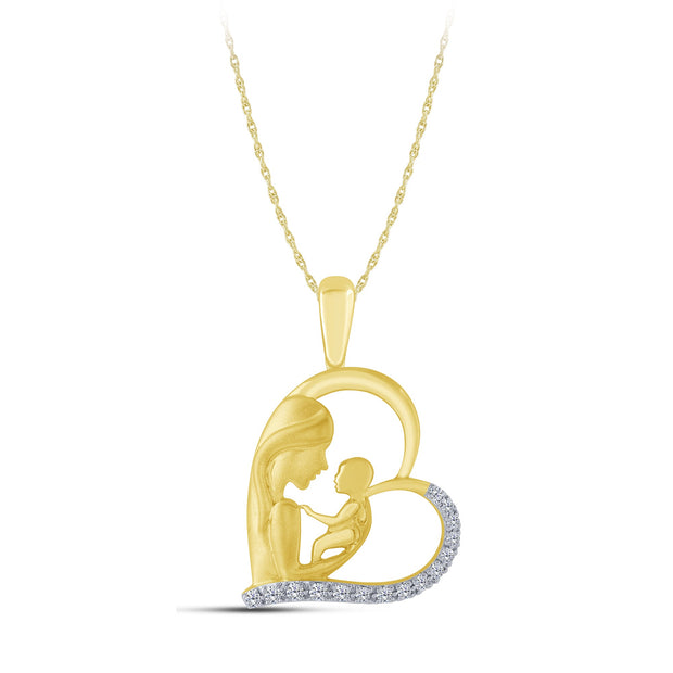 925 Silver 0.10 ctw Mom and Child Pendant
