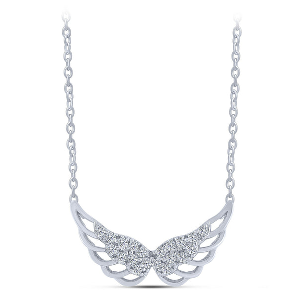 10K White Gold 0.10 CTW Diamond Butterfly Wings Necklace