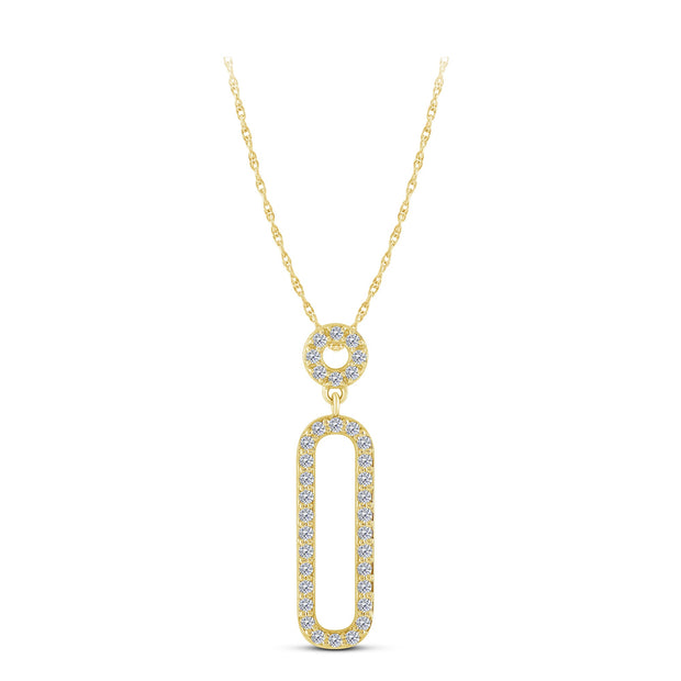 14K Yellow Gold 0.25 CtW Diamond PAPERCLIP Pendant
