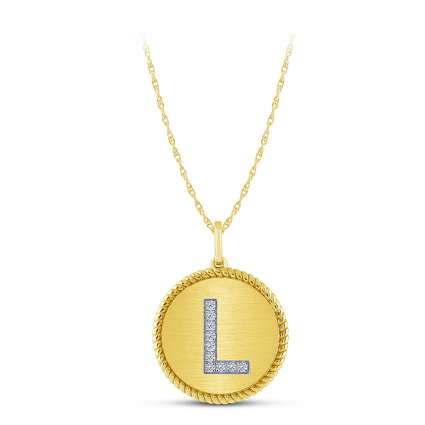 10K yellow gold Diamond INITIAL Letter L Pendant