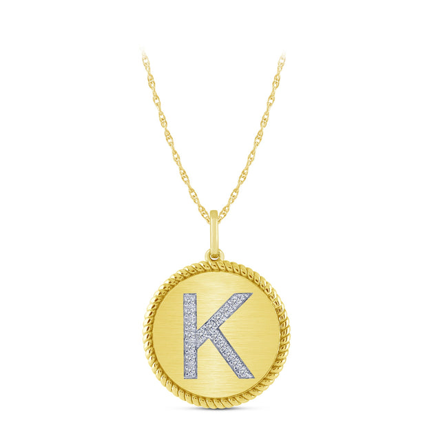 10K yellow gold Diamond INITIAL Letter K Pendant