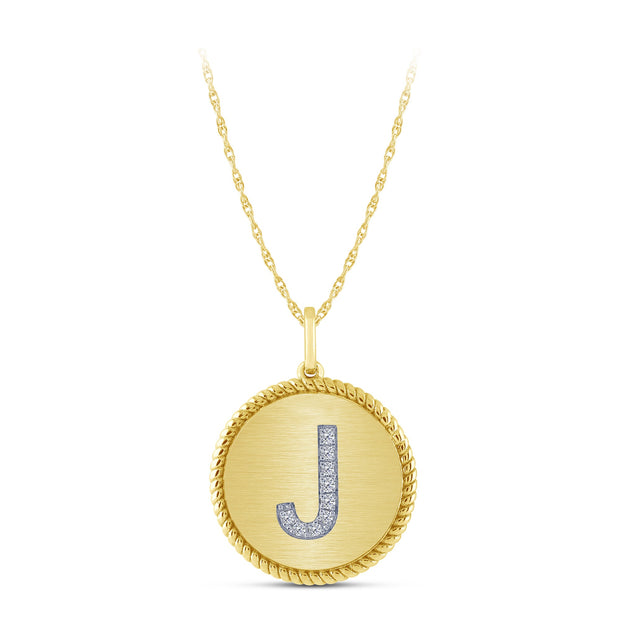 10K yellow gold Diamond INITIAL Letter J Pendant
