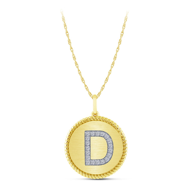 10K yellow gold Diamond INITIAL Letter D Pendant